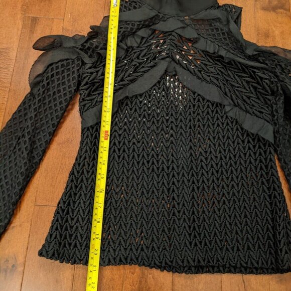 Self Portrait women's long sleeve black top in size 8 - Picture 4 of 12